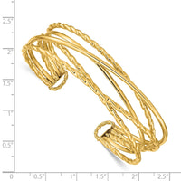 Load image into Gallery viewer, 14k Polished Multi Tube Oval Cuff Bangle Bracelet

