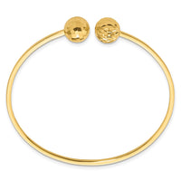 Load image into Gallery viewer, 14K Polished and Diamond-cut 10mm Ball 2.00mm Flexible Oval Cuff Bangle Bracelet
