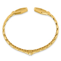 Load image into Gallery viewer, 14k Polished Textured Reproduction Coin and Fancy Link Hinged Oval Cuff Bangle Bracelet
