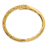 Load image into Gallery viewer, 14k Polished Fancy Byzantine 4.50mm Hinged Oval Cuff Bangle Bracelet
