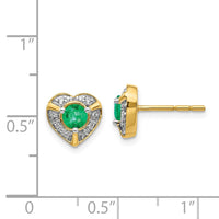 Load image into Gallery viewer, 14k Diamond and Emerald Fancy Heart Earrings
