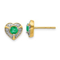 Load image into Gallery viewer, 14k Diamond and Emerald Fancy Heart Earrings
