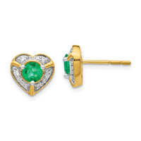 Load image into Gallery viewer, 14k Diamond and Emerald Fancy Heart Earrings
