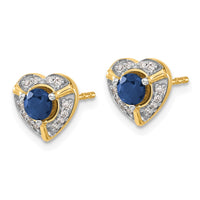Load image into Gallery viewer, 14k Diamond and Sapphire Fancy Heart Earrings
