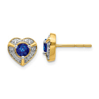 Load image into Gallery viewer, 14k Diamond and Sapphire Fancy Heart Earrings

