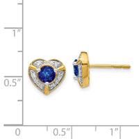 Load image into Gallery viewer, 14k Diamond and Sapphire Fancy Heart Earrings
