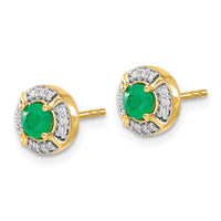 Load image into Gallery viewer, 14k Diamond and Emerald Fancy Halo Earrings
