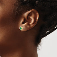 Load image into Gallery viewer, 14k Diamond and Emerald Fancy Halo Earrings
