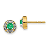Load image into Gallery viewer, 14k Diamond and Emerald Fancy Halo Earrings

