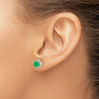 Load image into Gallery viewer, 14k Diamond and Emerald Fancy Halo Earrings
