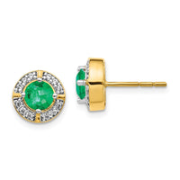 Load image into Gallery viewer, 14k Diamond and Emerald Fancy Halo Earrings
