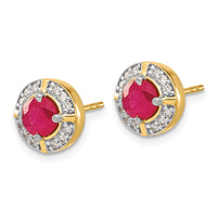 Load image into Gallery viewer, 14k Diamond and Ruby Fancy Halo Earrings
