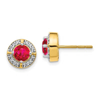 Load image into Gallery viewer, 14k Diamond and Ruby Fancy Halo Earrings
