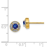 Load image into Gallery viewer, 14k Diamond and Sapphire Fancy Halo Earrings
