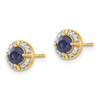 Load image into Gallery viewer, 14k Diamond and Sapphire Fancy Halo Earrings
