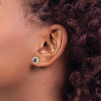 Load image into Gallery viewer, 14k Diamond and Sapphire Fancy Halo Earrings
