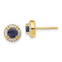 Load image into Gallery viewer, 14k Diamond and Sapphire Fancy Halo Earrings
