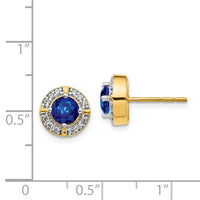 Load image into Gallery viewer, 14k Diamond and Sapphire Fancy Halo Earrings
