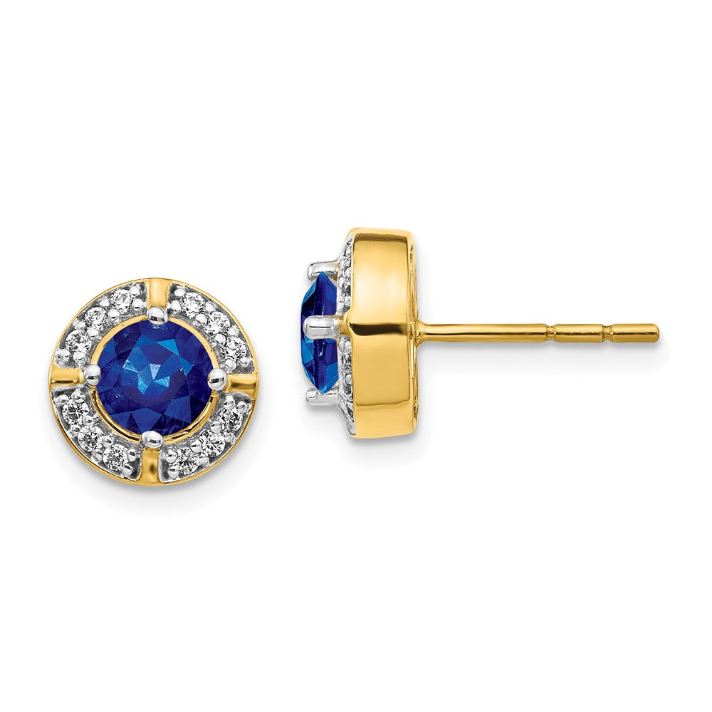 14k Diamond and Sapphire Fancy Halo Earrings