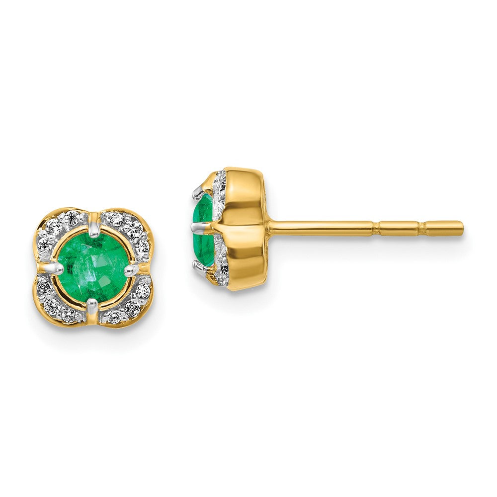 14k Diamond and Emerald Fancy Earrings
