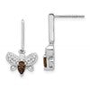 14k White Gold Diamond and Smokey Quartz Bee Earrings