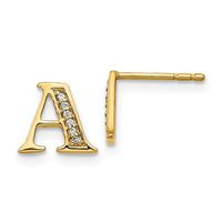 Load image into Gallery viewer, 14k Diamond Initial A Earrings
