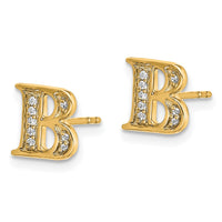 Load image into Gallery viewer, 14k Diamond Initial B Earrings
