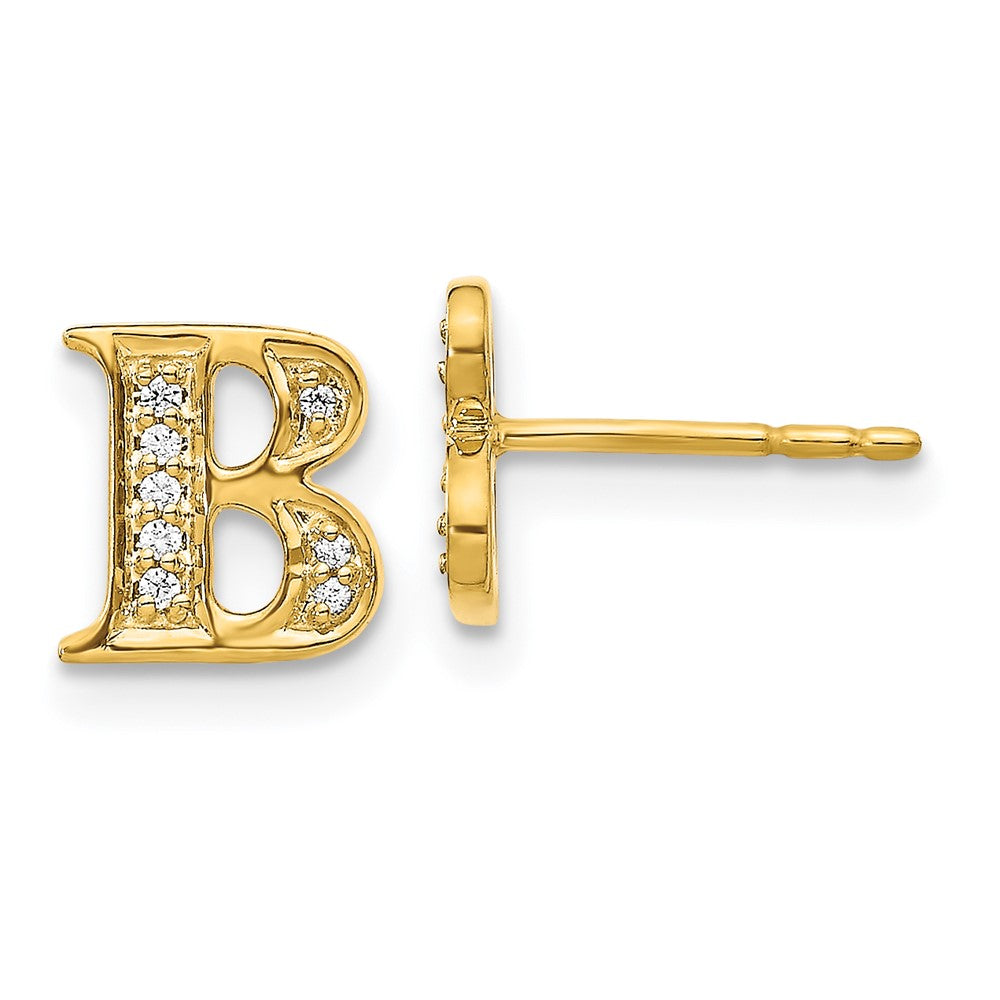 14k Diamond Initial B Earrings
