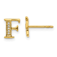 Load image into Gallery viewer, 14k Diamond Initial F Earrings
