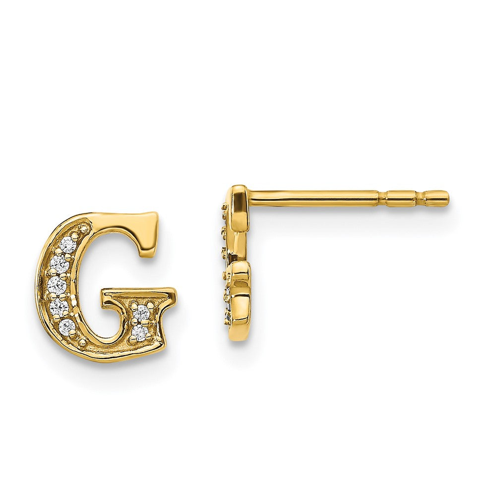 14k Diamond Initial G Earrings