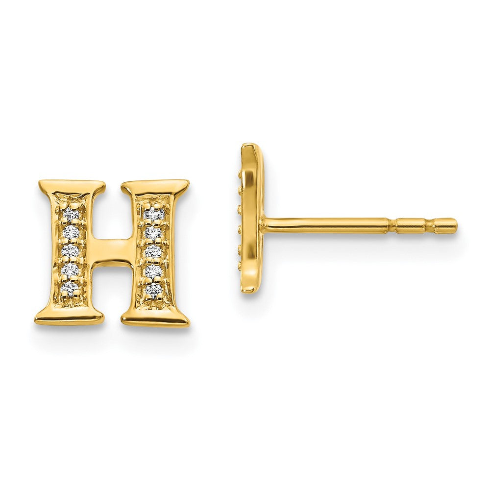 14k Diamond Initial H Earrings