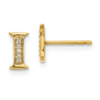 Load image into Gallery viewer, 14k Diamond Initial I Earrings

