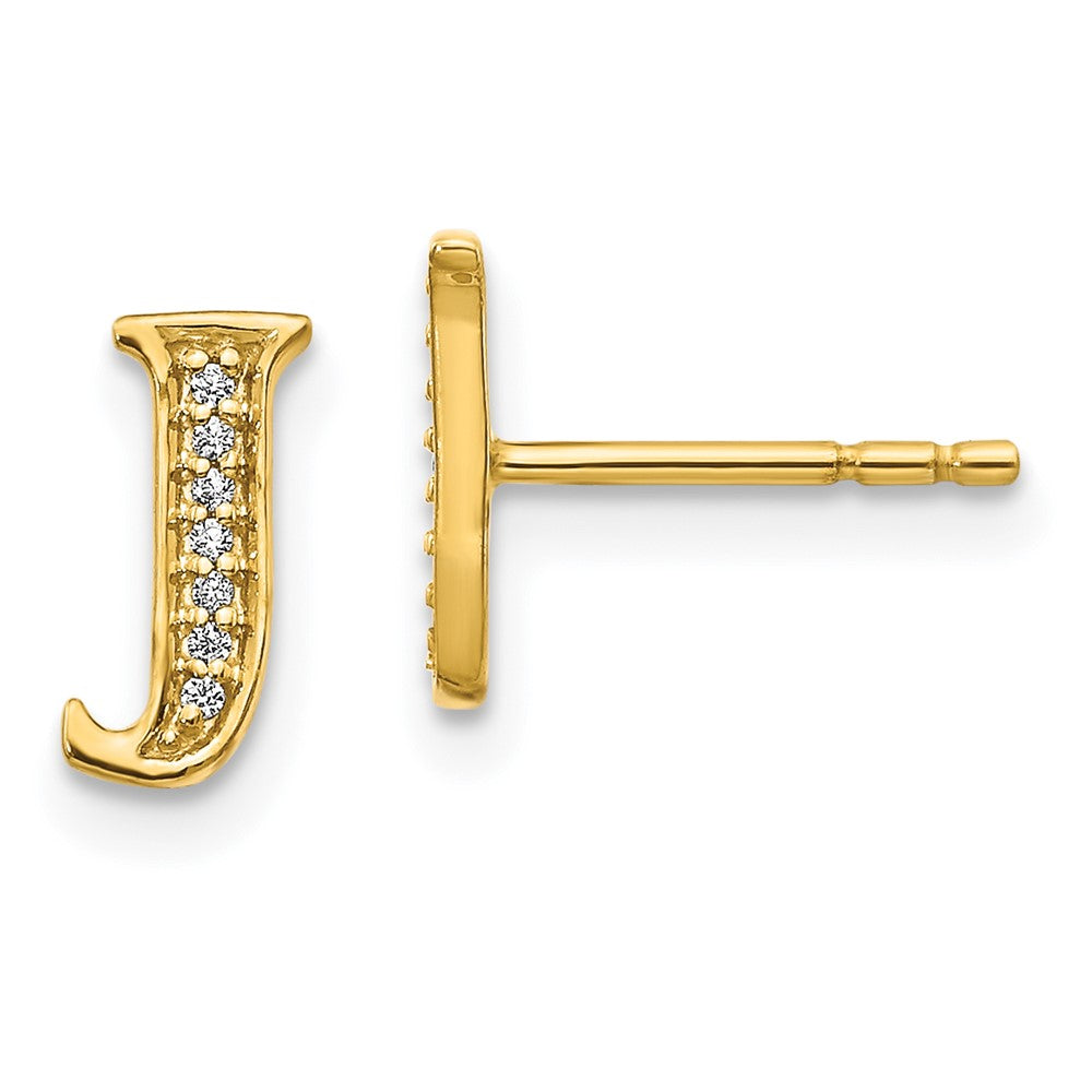14k Diamond Initial J Earrings