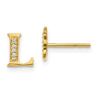 Load image into Gallery viewer, 14k Diamond Initial L Earrings
