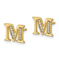Load image into Gallery viewer, 14k Diamond Initial M Earrings
