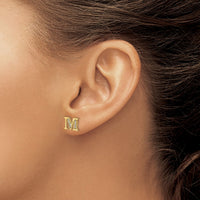 Load image into Gallery viewer, 14k Diamond Initial M Earrings
