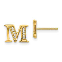 Load image into Gallery viewer, 14k Diamond Initial M Earrings
