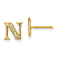 Load image into Gallery viewer, 14k Diamond Initial N Earrings
