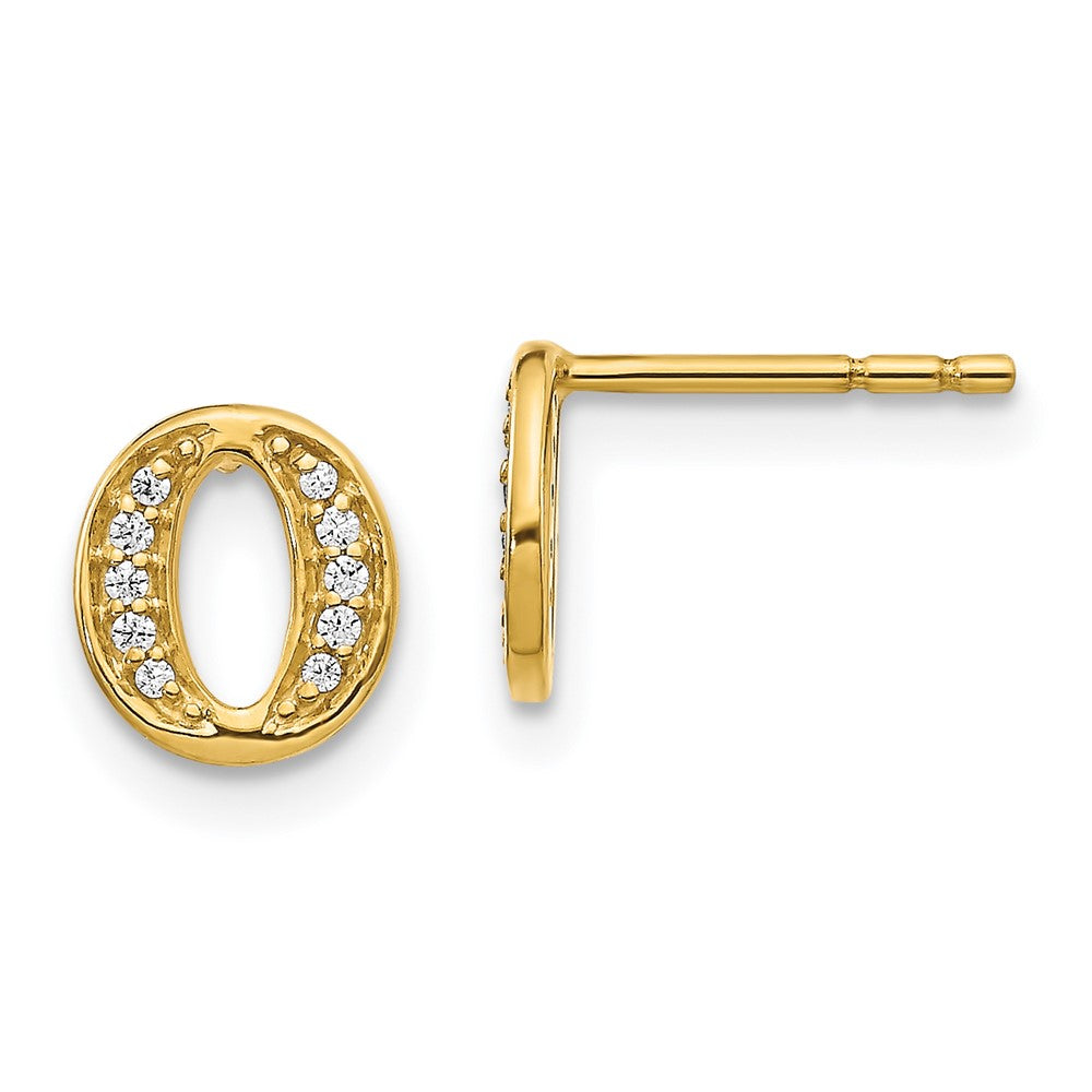 14k Diamond Initial O Earrings