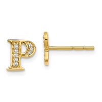 Load image into Gallery viewer, 14k Diamond Initial P Earrings
