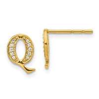 Load image into Gallery viewer, 14k Diamond Initial Q Earrings
