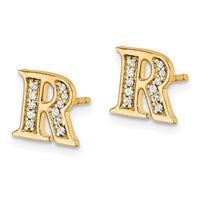 Load image into Gallery viewer, 14k Diamond Initial R Earrings
