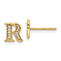 Load image into Gallery viewer, 14k Diamond Initial R Earrings
