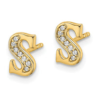 Load image into Gallery viewer, 14k Diamond Initial S Earrings
