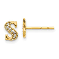 Load image into Gallery viewer, 14k Diamond Initial S Earrings
