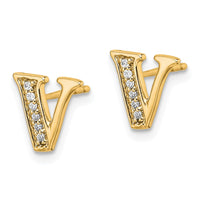 Load image into Gallery viewer, 14k Diamond Initial V Earrings
