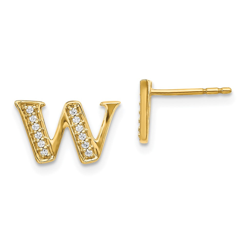 14k Diamond Initial W Earrings
