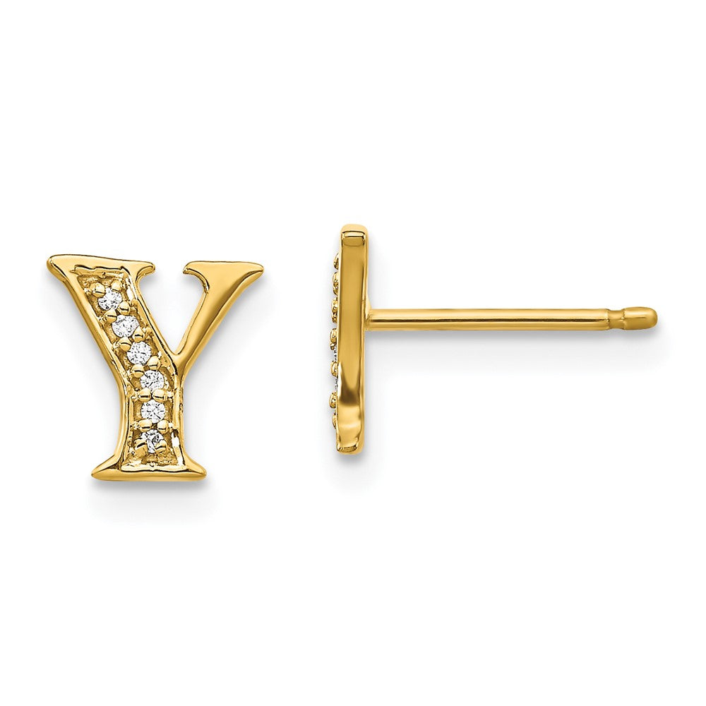 14k Diamond Initial Y Earrings
