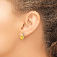 Load image into Gallery viewer, 14k Checkerboard Citrine and Diamond Earrings
