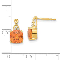 Load image into Gallery viewer, 14K Yellow Gold Synthetic Checkerboard Citrine &amp; Diamond Earrings
